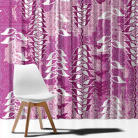 Magenta Hawaii Tapa Pattern Window Curtain With Heliconia Vintage Style LT05 - Polynesian Pride