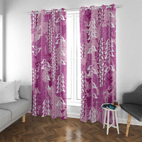 Magenta Hawaii Tapa Pattern Window Curtain With Heliconia Vintage Style LT05 With Grommets Magenta - Polynesian Pride