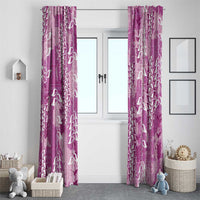 Magenta Hawaii Tapa Pattern Window Curtain With Heliconia Vintage Style LT05 - Polynesian Pride