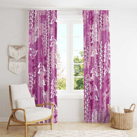 Magenta Hawaii Tapa Pattern Window Curtain With Heliconia Vintage Style LT05 - Polynesian Pride