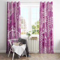 Magenta Hawaii Tapa Pattern Window Curtain With Heliconia Vintage Style LT05 - Polynesian Pride