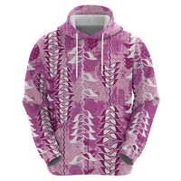 Magenta Hawaii Tapa Pattern Zip Hoodie With Heliconia Vintage Style LT05 - Polynesian Pride
