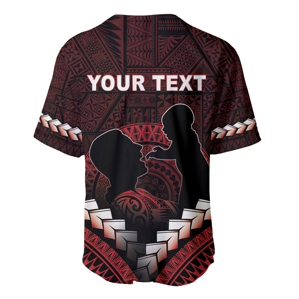 Personalised Tonga Happy Father's Day Baseball Jersey Ofa Lahi Atu Dad Polynesian Tribal
