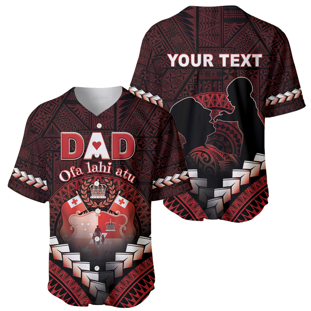 Personalised Tonga Happy Father's Day Baseball Jersey Ofa Lahi Atu Dad Polynesian Tribal