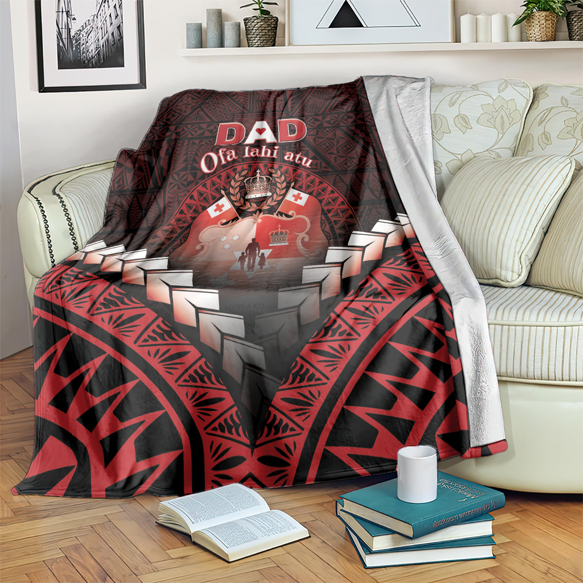 Tonga Happy Father's Day Blanket Ofa Lahi Atu Dad Polynesian Tribal