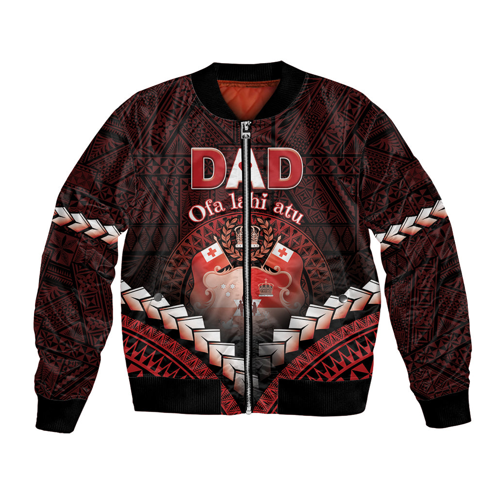 Personalised Tonga Happy Father's Day Bomber Jacket Ofa Lahi Atu Dad Polynesian Tribal