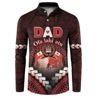 Personalised Tonga Happy Father's Day Button Sweatshirt Ofa Lahi Atu Dad Polynesian Tribal LT05 Red - Polynesian Pride