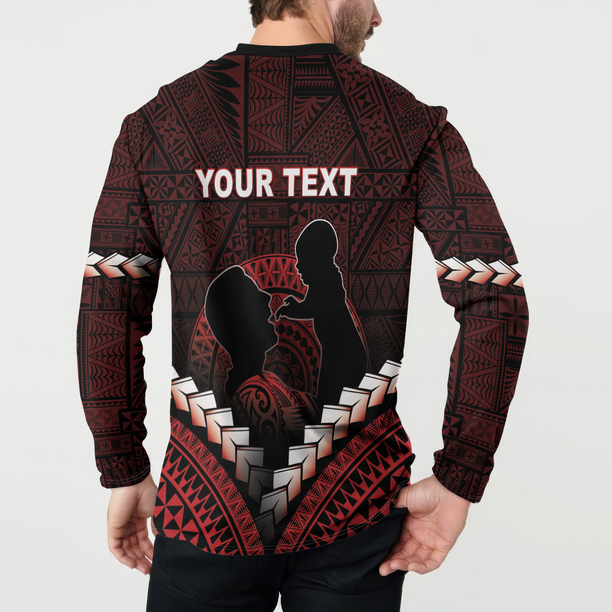 Personalised Tonga Happy Father's Day Button Sweatshirt Ofa Lahi Atu Dad Polynesian Tribal LT05 - Polynesian Pride