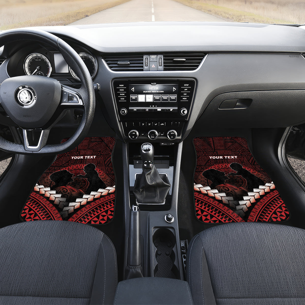 Personalised Tonga Happy Father's Day Car Mats Ofa Lahi Atu Dad Polynesian Tribal LT05 Set 2pcs - Front Red - Polynesian Pride