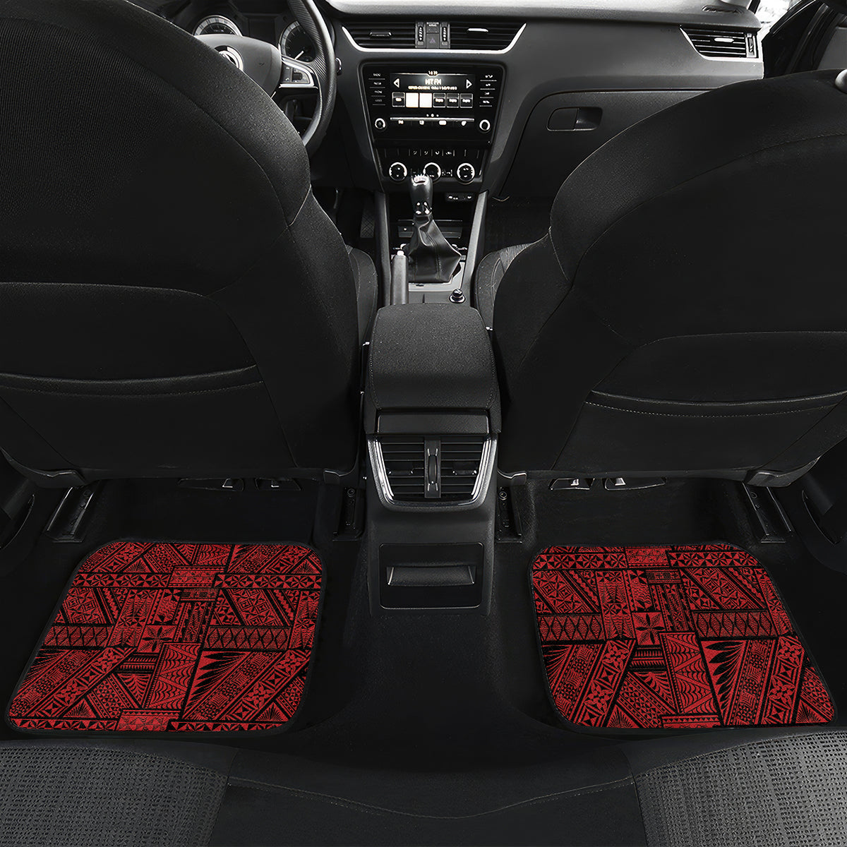 Personalised Tonga Happy Father's Day Car Mats Ofa Lahi Atu Dad Polynesian Tribal LT05 Set 2pcs - Back Red - Polynesian Pride