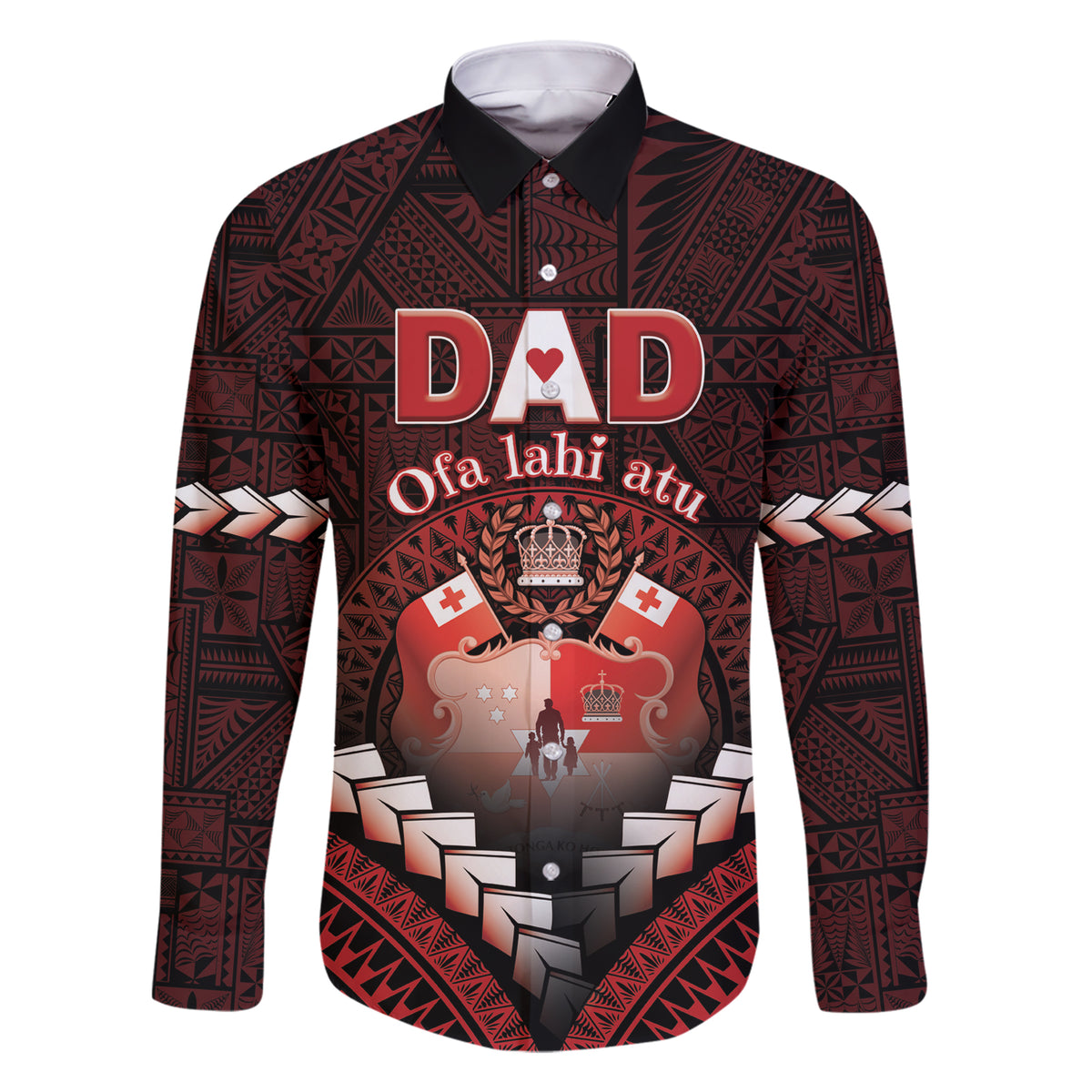 Personalised Tonga Happy Father's Day Family Matching Short Sleeve Bodycon Dress and Hawaiian Shirt Ofa Lahi Atu Dad Polynesian Tribal