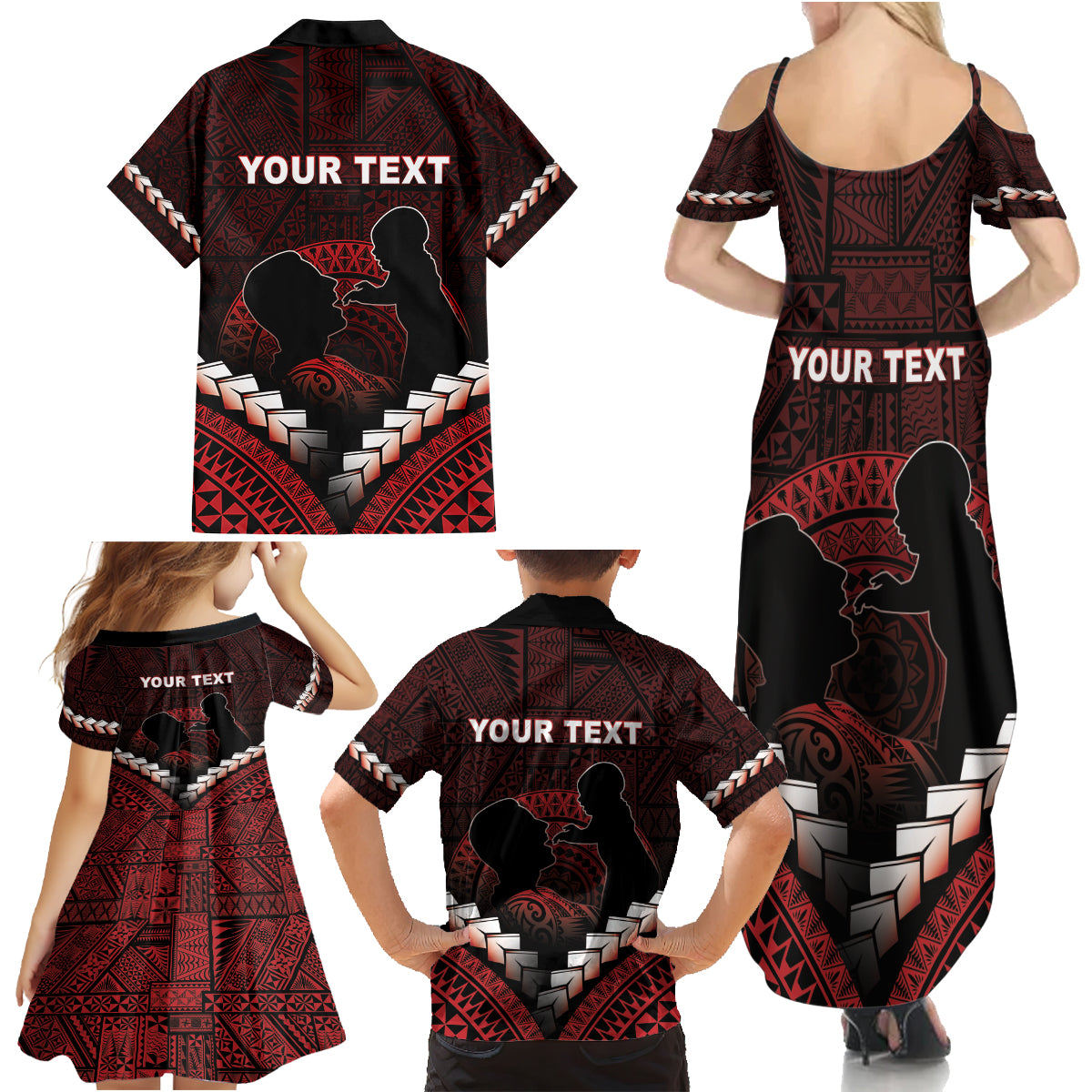 Personalised Tonga Happy Father's Day Family Matching Summer Maxi Dress and Hawaiian Shirt Ofa Lahi Atu Dad Polynesian Tribal