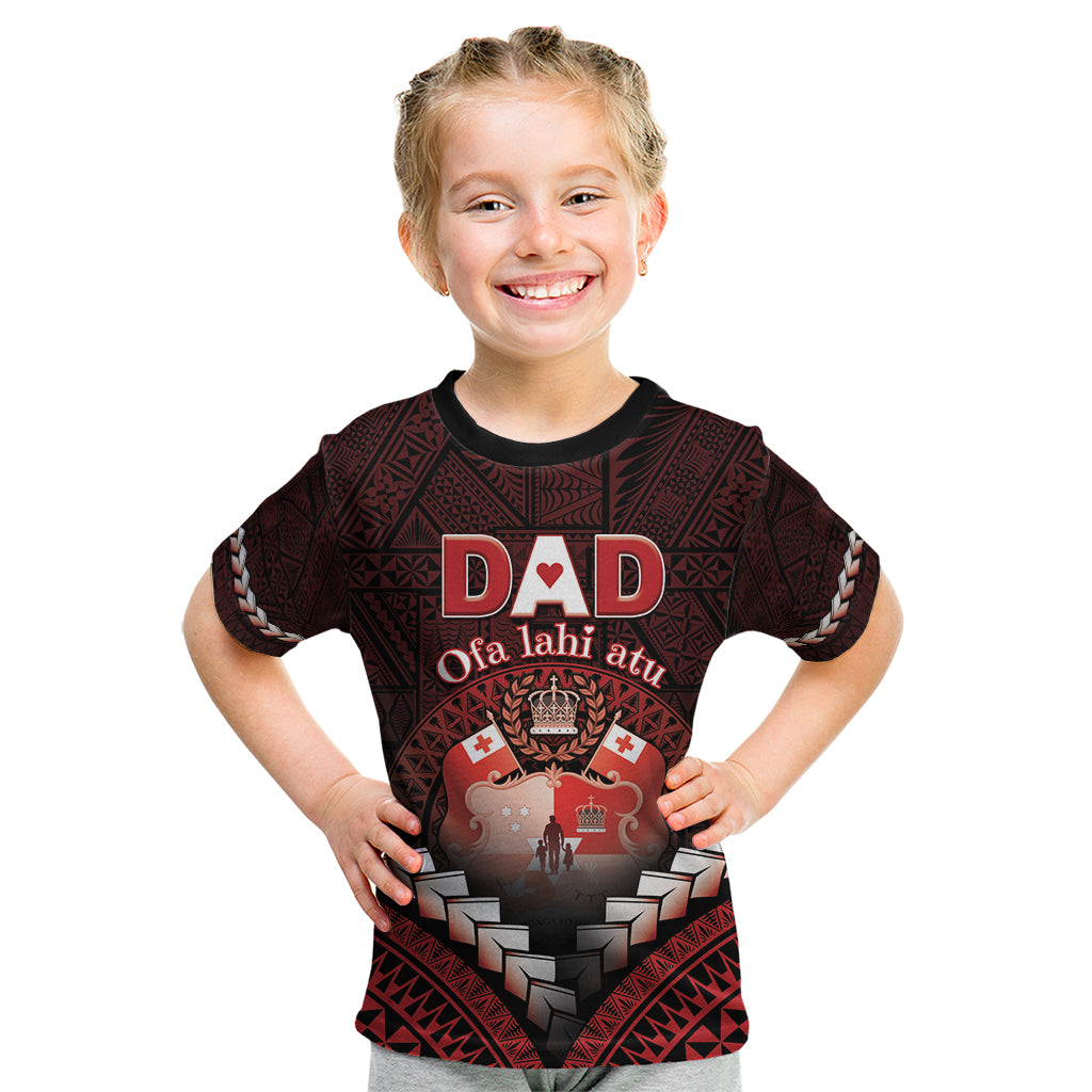 Personalised Tonga Happy Father's Day Kid T Shirt Ofa Lahi Atu Dad Polynesian Tribal