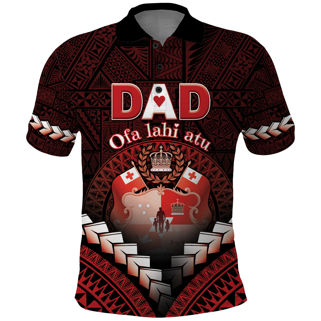 Personalised Tonga Happy Father's Day Polo Shirt Ofa Lahi Atu Dad Polynesian Tribal