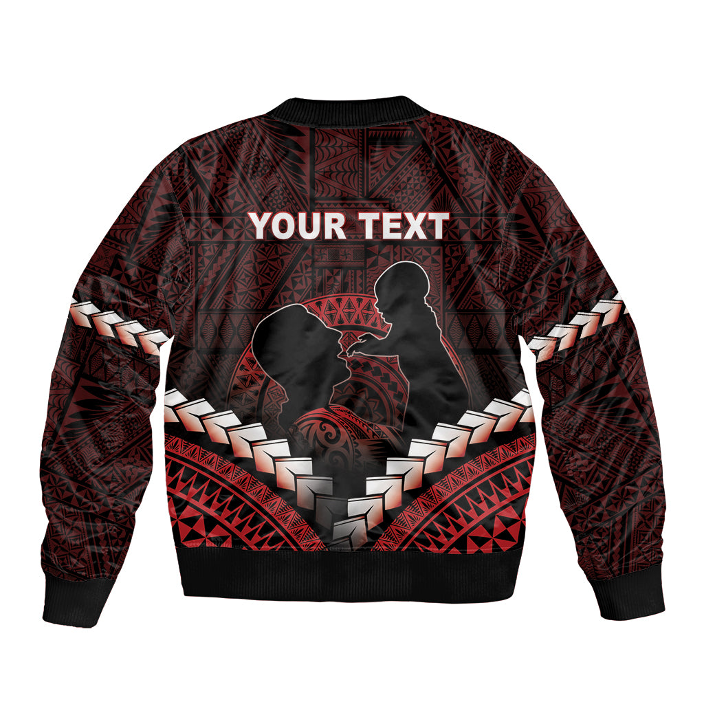 Personalised Tonga Happy Father's Day Sleeve Zip Bomber Jacket Ofa Lahi Atu Dad Polynesian Tribal LT05 - Polynesian Pride