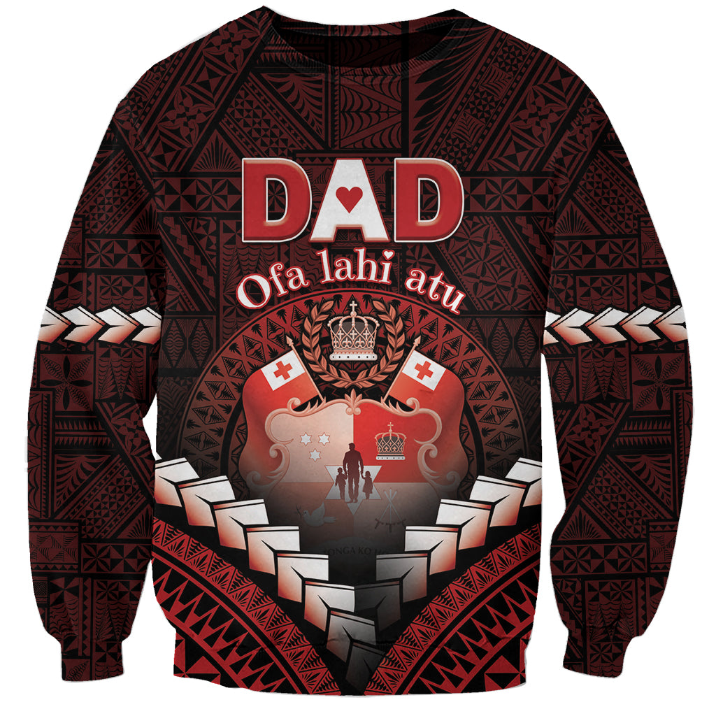 Personalised Tonga Happy Father's Day Sweatshirt Ofa Lahi Atu Dad Polynesian Tribal