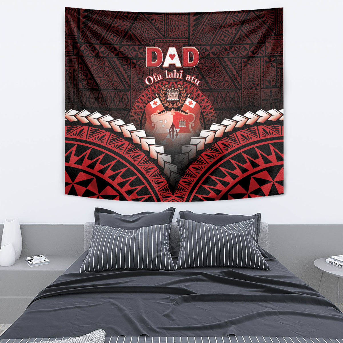 Tonga Happy Father's Day Tapestry Ofa Lahi Atu Dad Polynesian Tribal