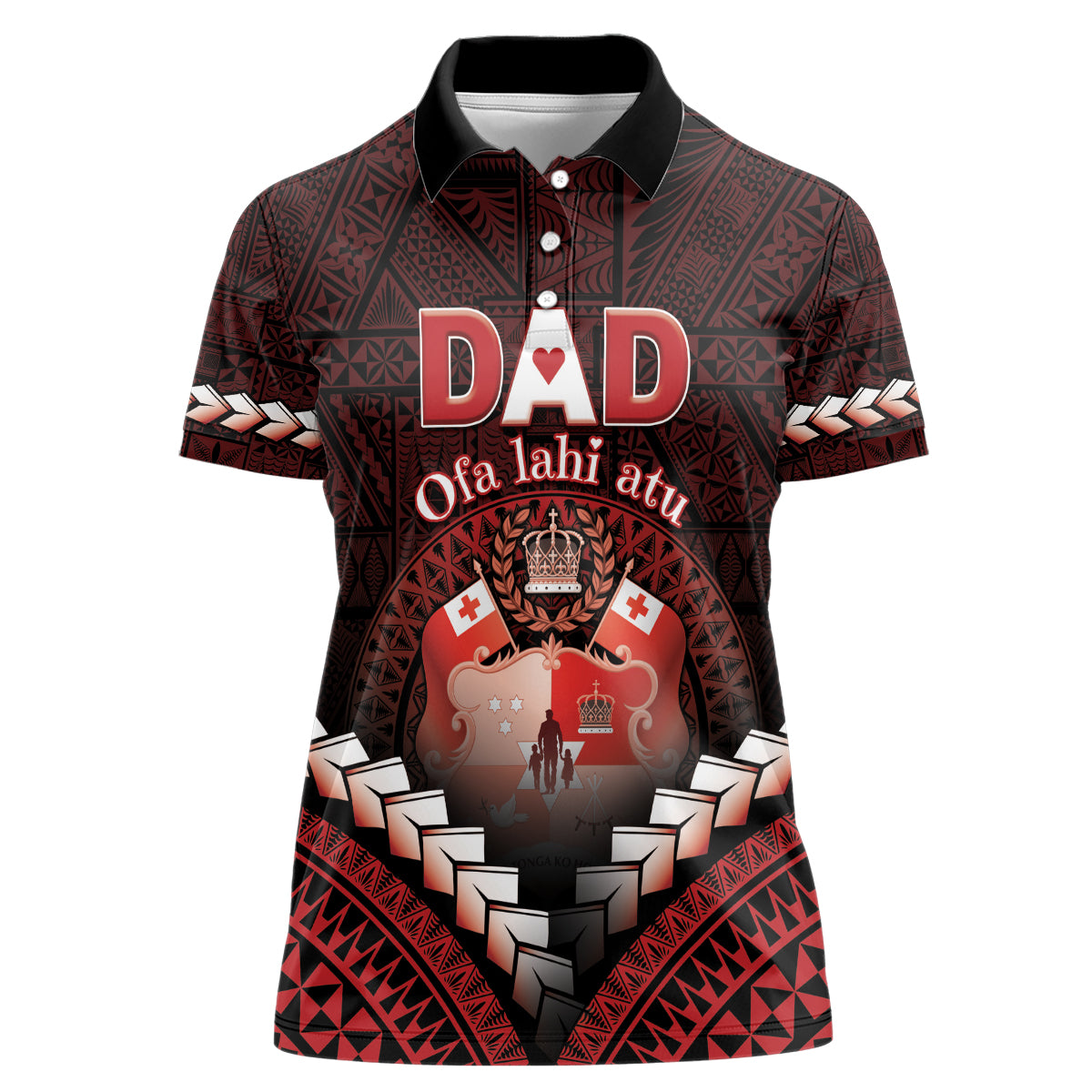 Personalised Tonga Happy Father's Day Women Polo Shirt Ofa Lahi Atu Dad Polynesian Tribal