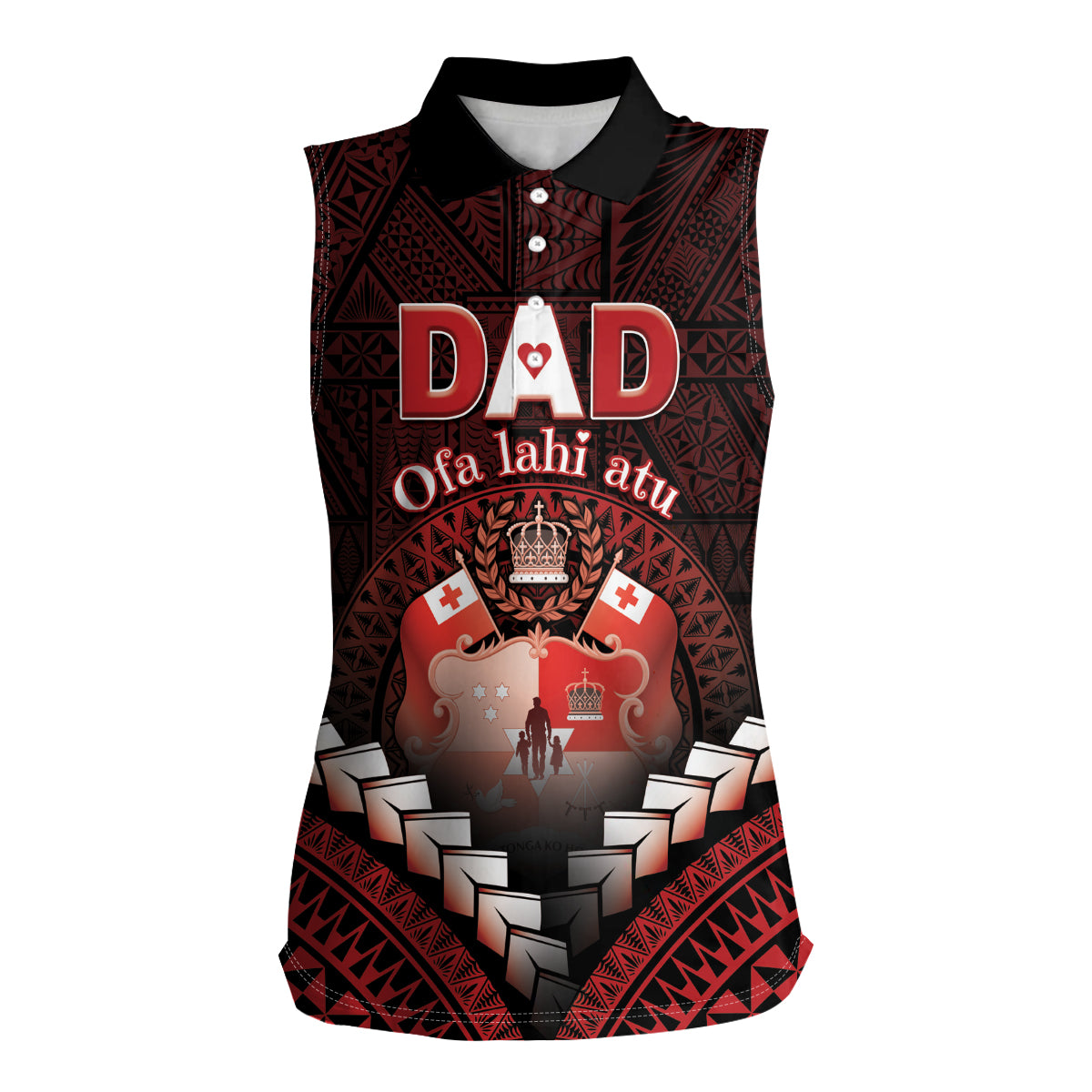 Personalised Tonga Happy Father's Day Women Sleeveless Polo Shirt Ofa Lahi Atu Dad Polynesian Tribal