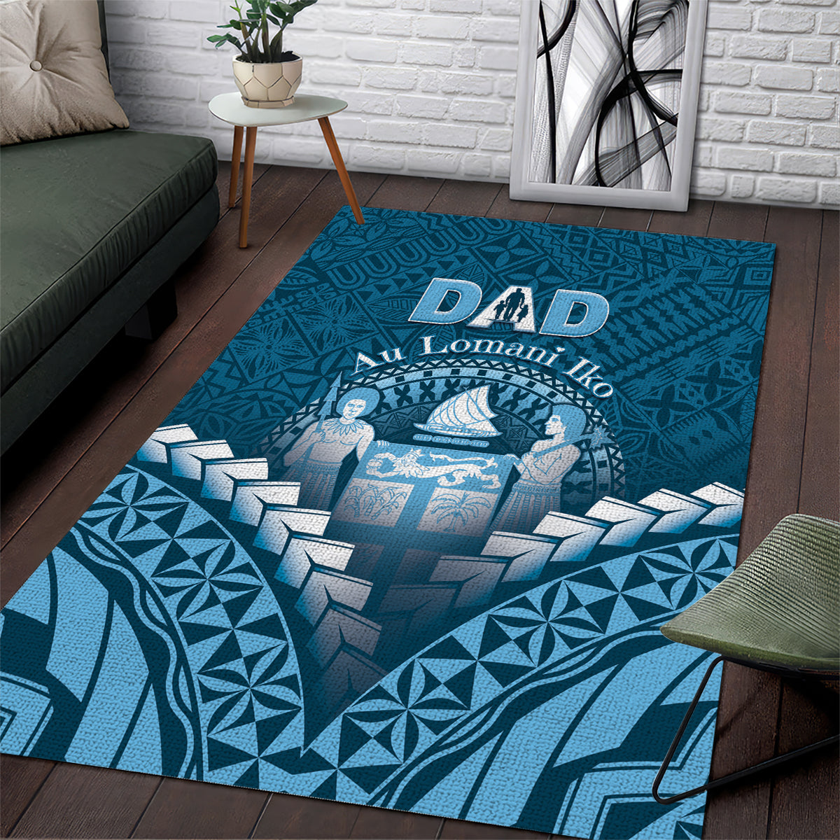 Fiji Happy Father's Day Area Rug Au Lomani Iko Dad Polynesian Tribal