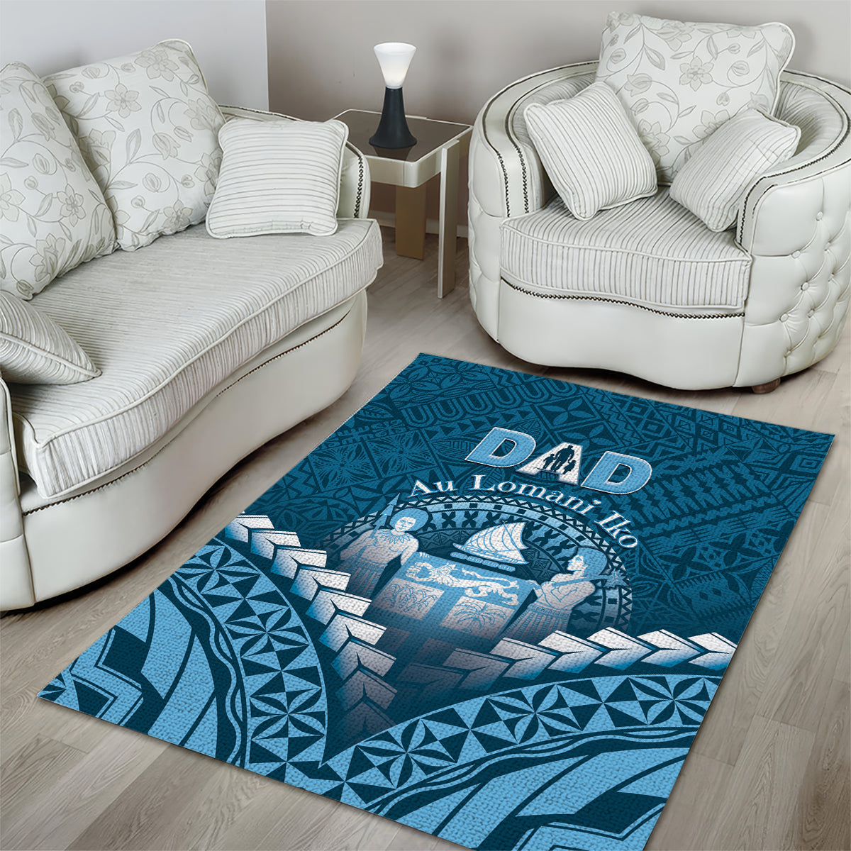 Fiji Happy Father's Day Area Rug Au Lomani Iko Dad Polynesian Tribal