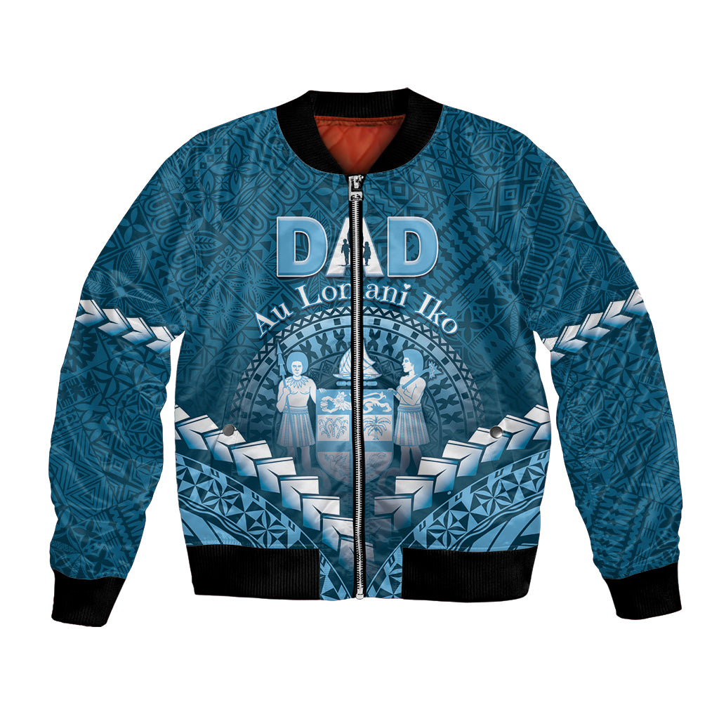 Personalised Fiji Happy Father's Day Bomber Jacket Au Lomani Iko Dad Polynesian Tribal