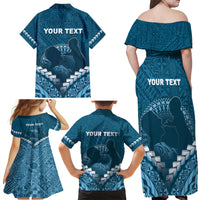 Personalised Fiji Happy Father's Day Family Matching Off Shoulder Maxi Dress and Hawaiian Shirt Au Lomani Iko Dad Polynesian Tribal