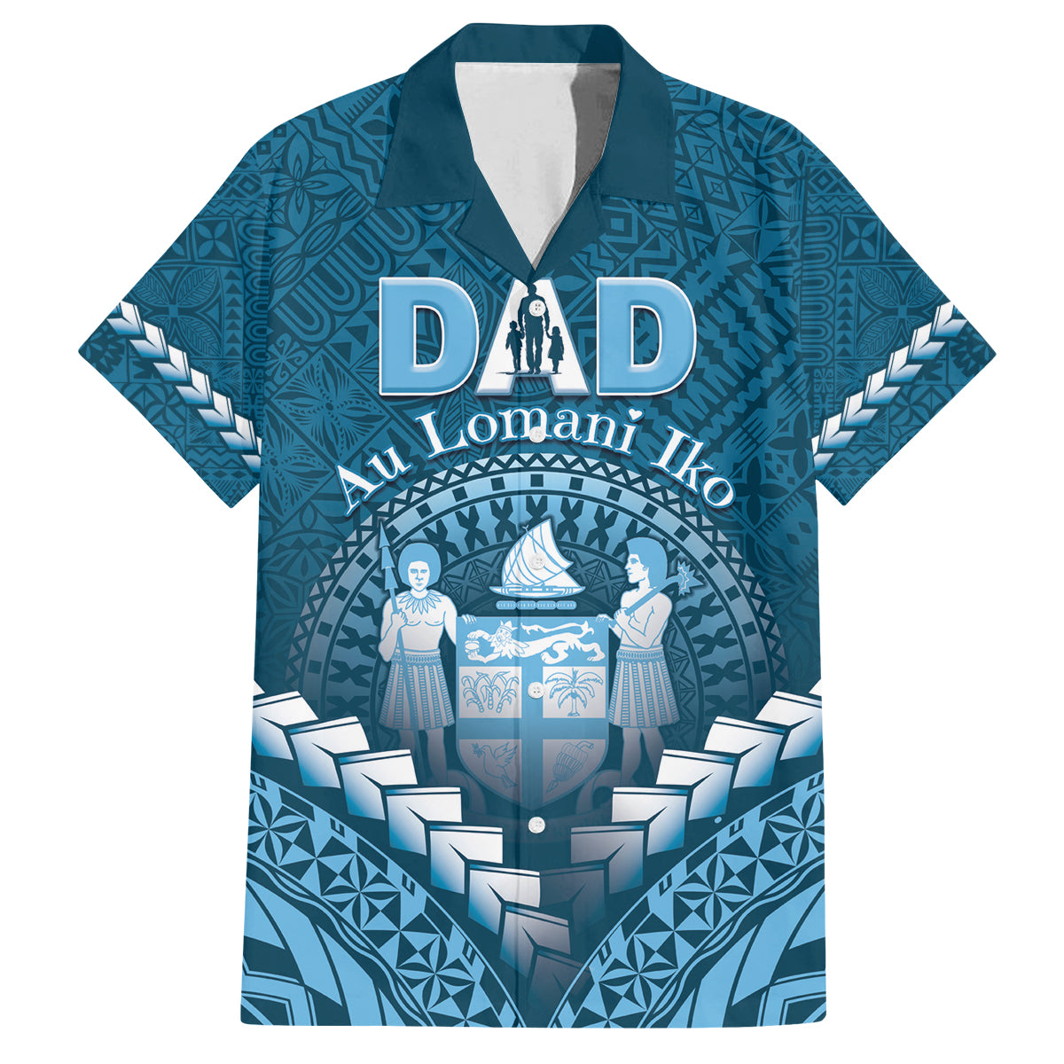 Personalised Fiji Happy Father's Day Family Matching Summer Maxi Dress and Hawaiian Shirt Au Lomani Iko Dad Polynesian Tribal