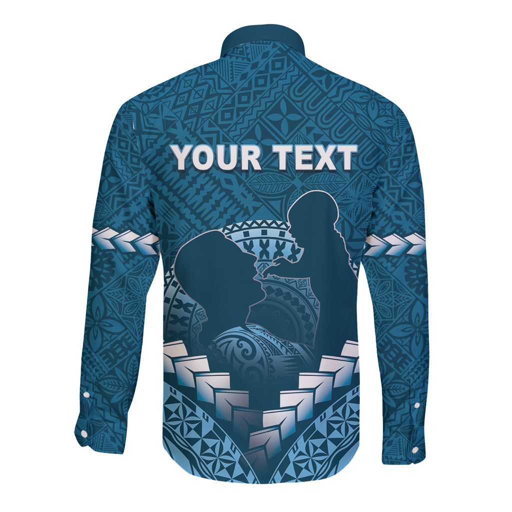 Personalised Fiji Happy Father's Day Long Sleeve Button Shirt Au Lomani Iko Dad Polynesian Tribal