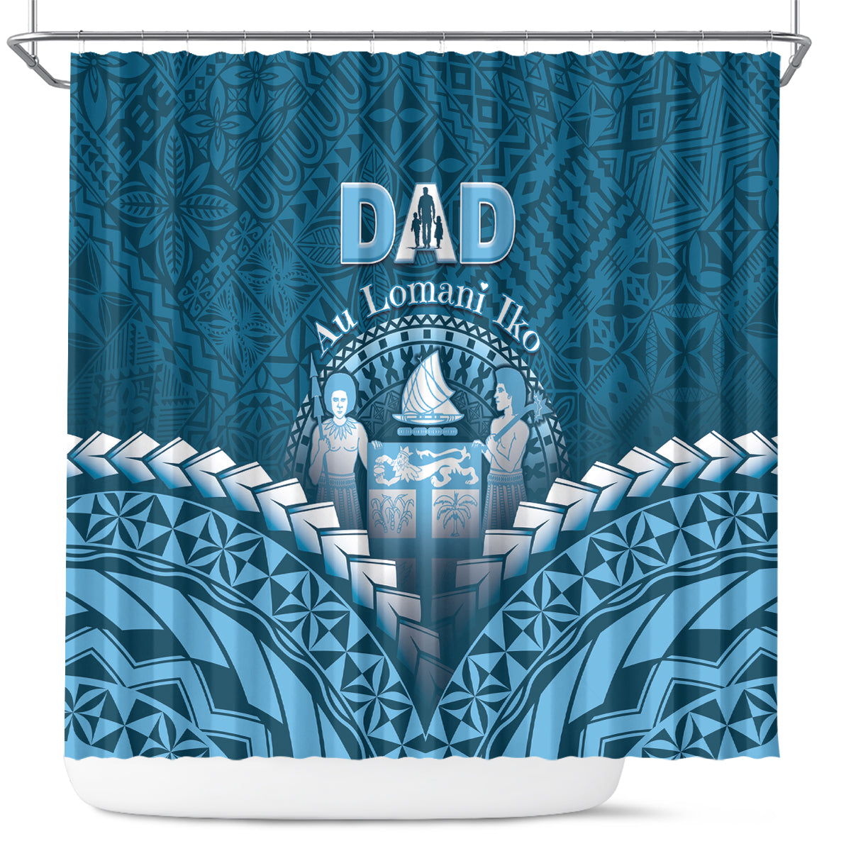 Fiji Happy Father's Day Shower Curtain Au Lomani Iko Dad Polynesian Tribal