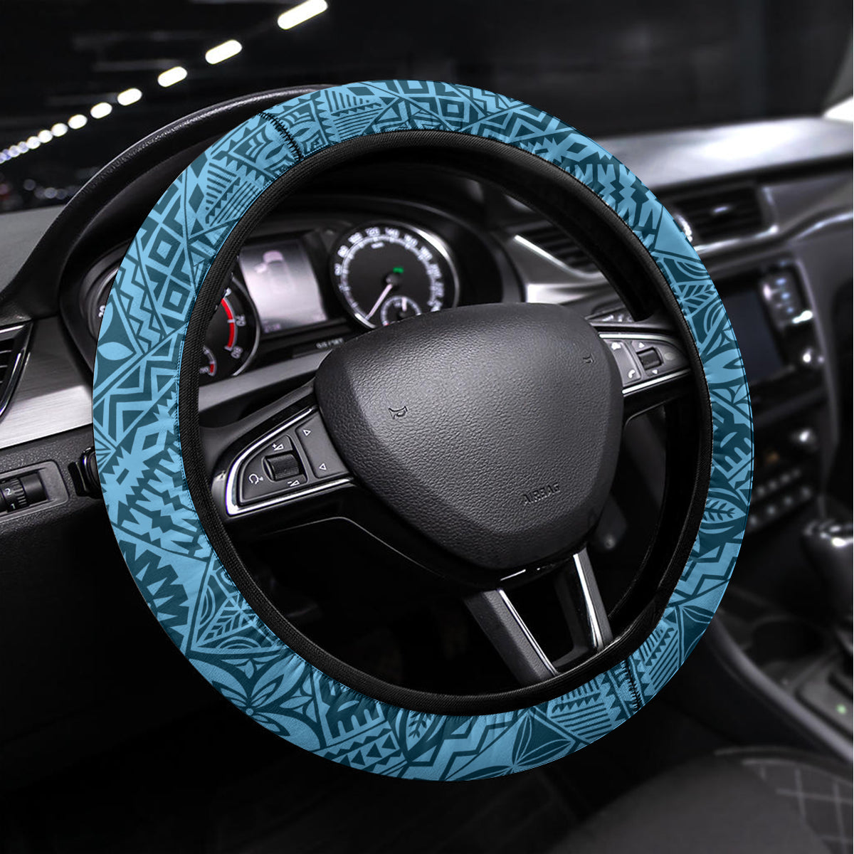 Fiji Happy Father's Day Steering Wheel Cover Au Lomani Iko Dad Polynesian Tribal