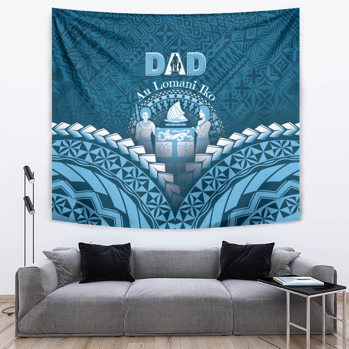 Fiji Happy Father's Day Tapestry Au Lomani Iko Dad Polynesian Tribal