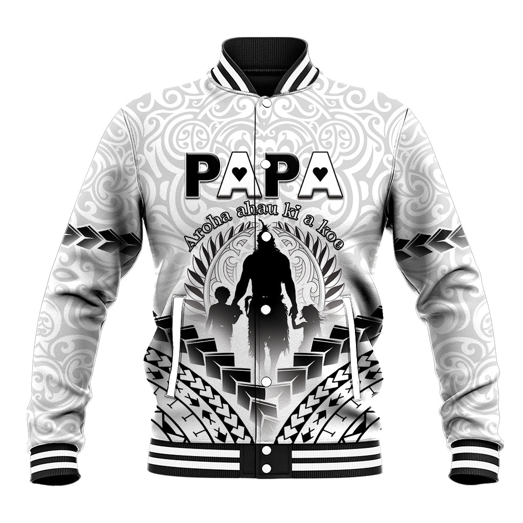 Personalised New Zealand Happy Father's Day Baseball Jacket Aroha Ahau Ki A Koe Papa Polynesian Tribal