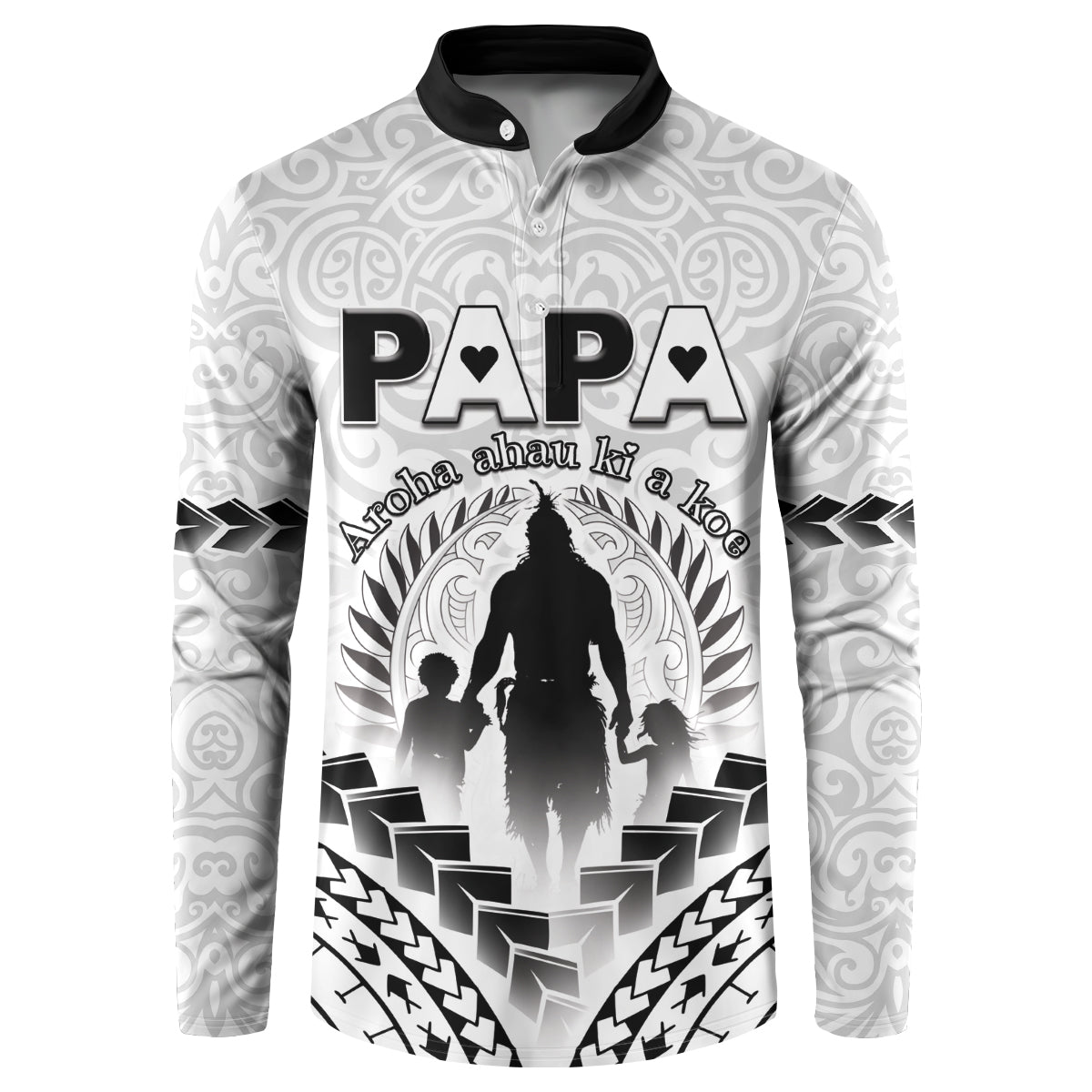 Personalised New Zealand Happy Father's Day Button Sweatshirt Aroha Ahau Ki A Koe Papa Polynesian Tribal