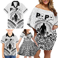 Personalised New Zealand Happy Father's Day Family Matching Off Shoulder Short Dress and Hawaiian Shirt Aroha Ahau Ki A Koe Papa Polynesian Tribal