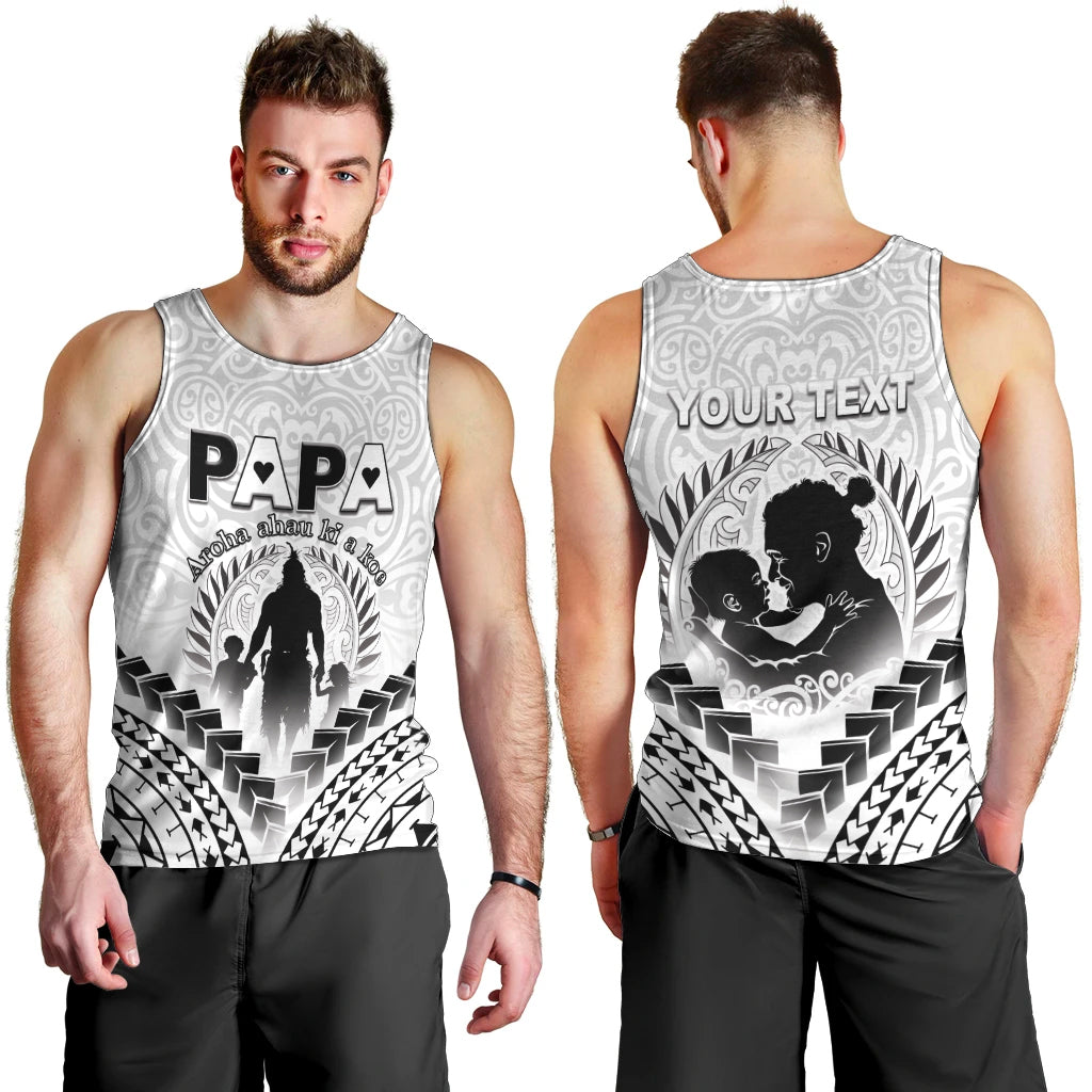 Personalised New Zealand Happy Father's Day Men Tank Top Aroha Ahau Ki A Koe Papa Polynesian Tribal