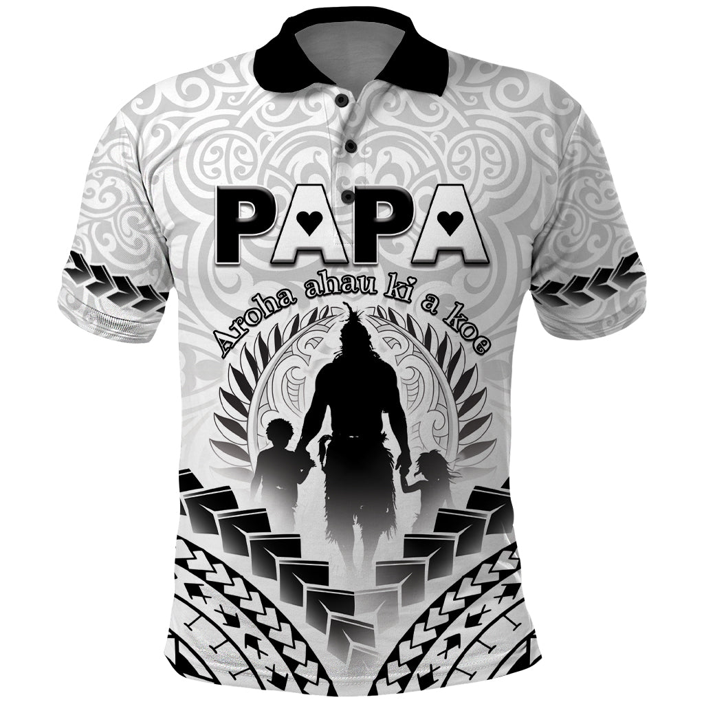 Personalised New Zealand Happy Father's Day Polo Shirt Aroha Ahau Ki A Koe Papa Polynesian Tribal