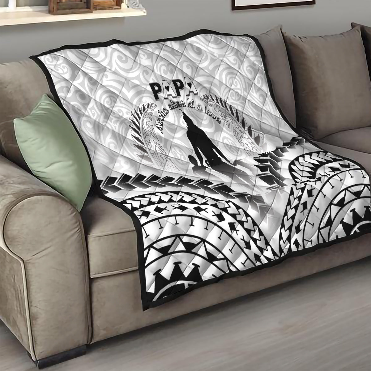 New Zealand Happy Father's Day Quilt Aroha Ahau Ki A Koe Papa Polynesian Tribal