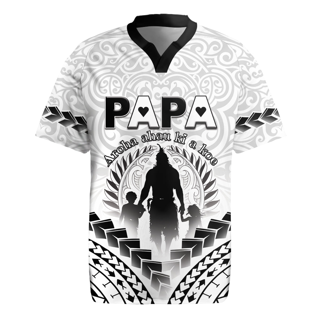 Personalised New Zealand Happy Father's Day Rugby Jersey Aroha Ahau Ki A Koe Papa Polynesian Tribal