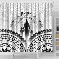 New Zealand Happy Father's Day Shower Curtain Aroha Ahau Ki A Koe Papa Polynesian Tribal