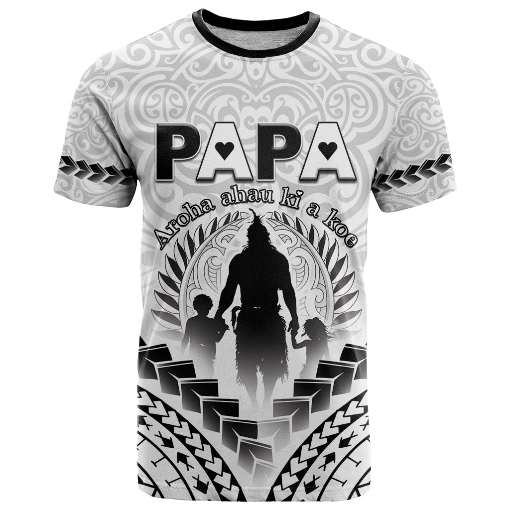 Personalised New Zealand Happy Father's Day T Shirt Aroha Ahau Ki A Koe Papa Polynesian Tribal