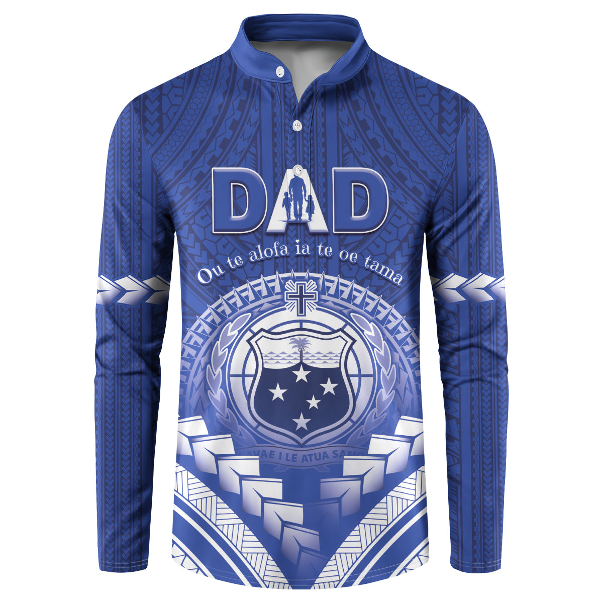 Personalised Samoa Happy Father's Day Button Sweatshirt Ou Te Alofa Ia Te Oe Tama Dad Polynesian Tribal