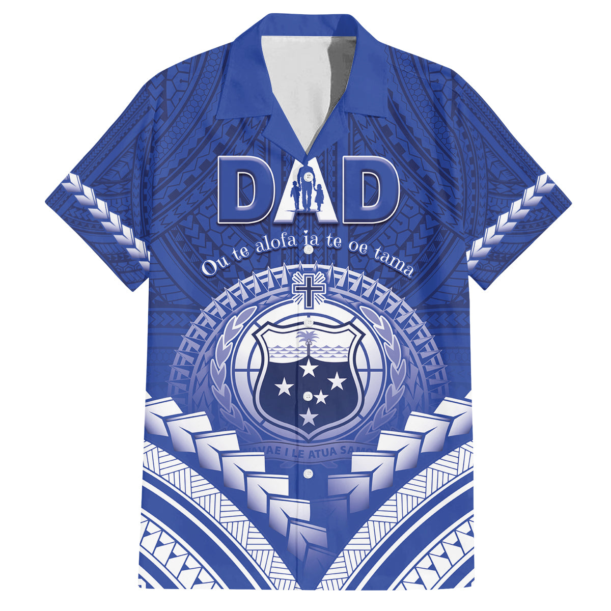 Personalised Samoa Happy Father's Day Family Matching Puletasi and Hawaiian Shirt Ou Te Alofa Ia Te Oe Tama Dad Polynesian Tribal
