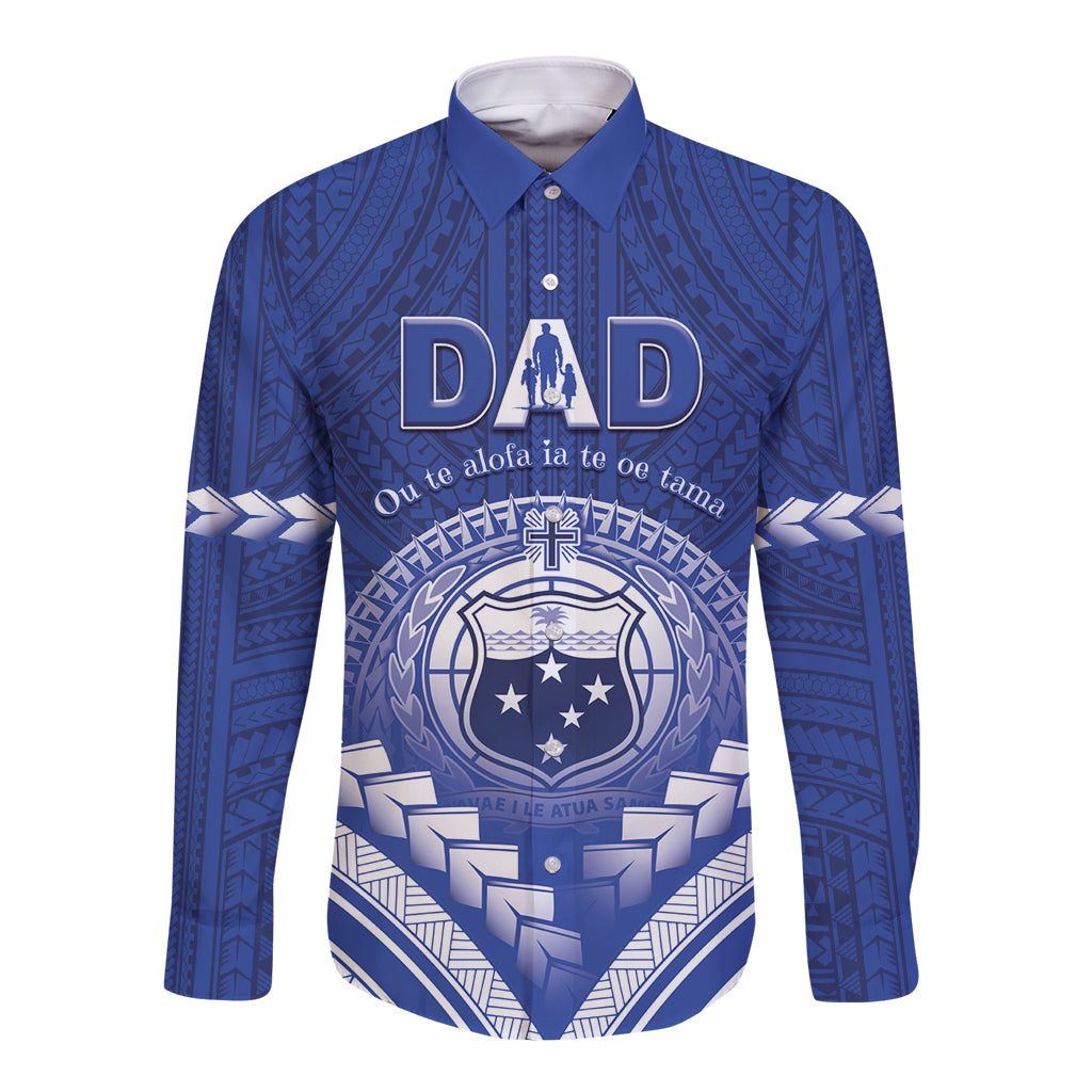 Personalised Samoa Happy Father's Day Long Sleeve Button Shirt Ou Te Alofa Ia Te Oe Tama Dad Polynesian Tribal