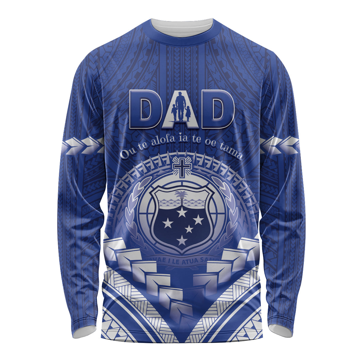 Personalised Samoa Happy Father's Day Long Sleeve Shirt Ou Te Alofa Ia Te Oe Tama Dad Polynesian Tribal