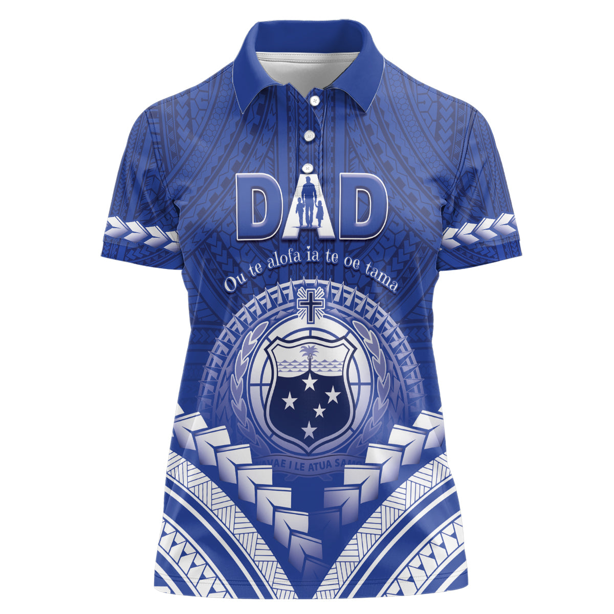 Personalised Samoa Happy Father's Day Women Polo Shirt Ou Te Alofa Ia Te Oe Tama Dad Polynesian Tribal