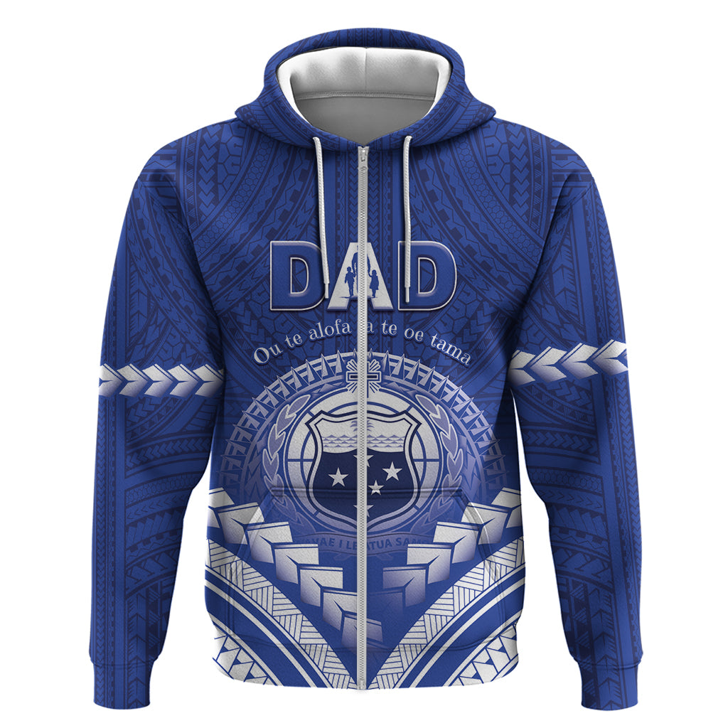 Personalised Samoa Happy Father's Day Zip Hoodie Ou Te Alofa Ia Te Oe Tama Dad Polynesian Tribal