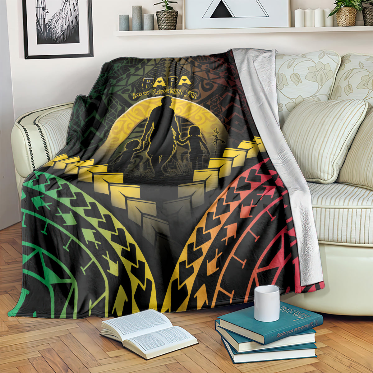Vanuatu Happy Father's Day Blanket Mi Lavem Yu Papa Polynesian Tribal LT05 Reggae - Polynesian Pride