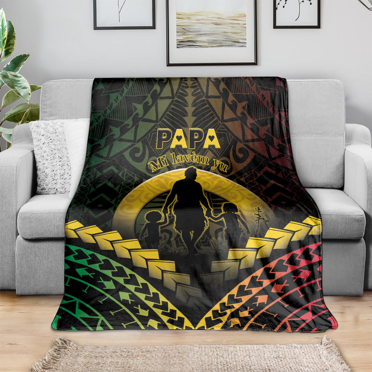 Vanuatu Happy Father's Day Blanket Mi Lavem Yu Papa Polynesian Tribal LT05 - Polynesian Pride
