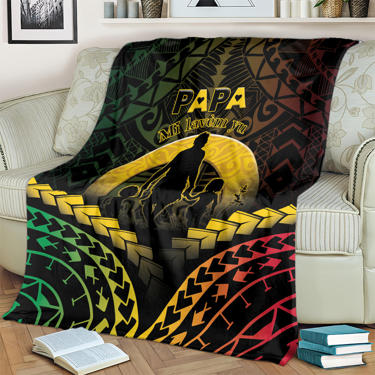 Vanuatu Happy Father's Day Blanket Mi Lavem Yu Papa Polynesian Tribal LT05 - Polynesian Pride
